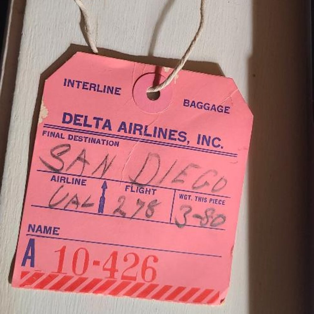Delta Airlines Vintage 1980's Interline Luggage Tag